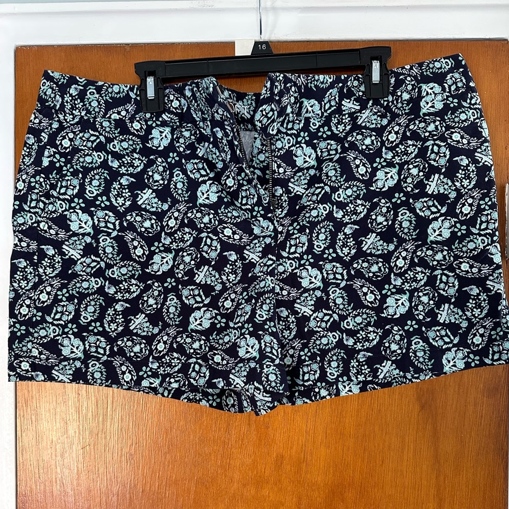 Navy blue/teal floral shorts from Ann Taylor Loft, size 16